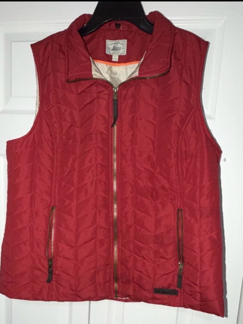 Bass Red Quilted Sleeveless Puffer Vest